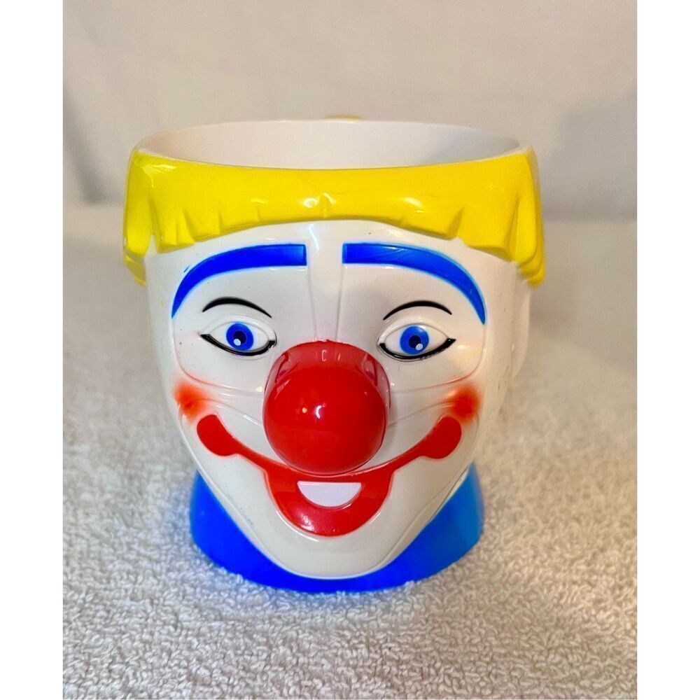 Vintage Circus Clown Yellow Hair Mug Ringling Bros Plastic Mug Cup